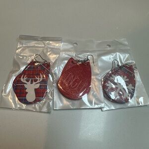 3 pairs of Holiday Christmas Earrings NWT
